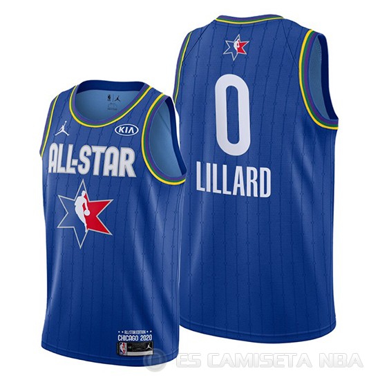 Camiseta Damian Lillard #0 All Star 2020 Portland Trail Blazers Azul - Haga un click en la imagen para cerrar